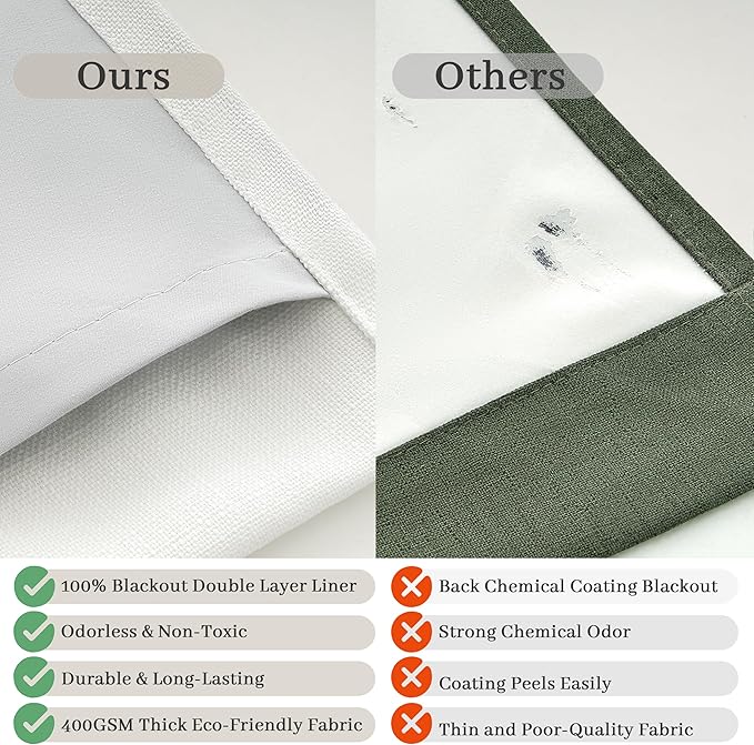 70 Inch Extra Wide Pinch Pleated Dual Layer Linen Living Room Curtains 102 Inches Long 2 Panels Set, Memory Trained Beige White Blackout Insulated Curtain with Back Tab Sliding Glass Door Viral Drapes