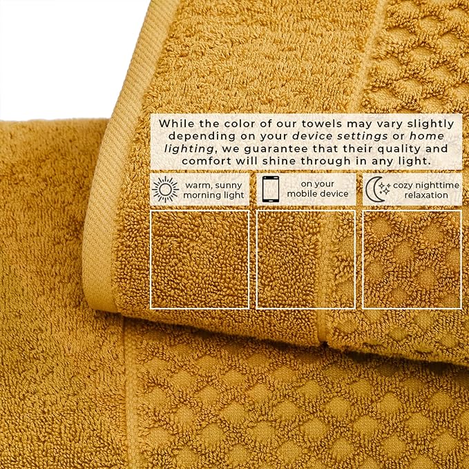 Great Bay Home Hand Towels - 100% Cotton 6 Pack 26x16 Hand Towel Set - Absorbent, Durable, Quick-Dry Towels for Bathroom (Marigold)