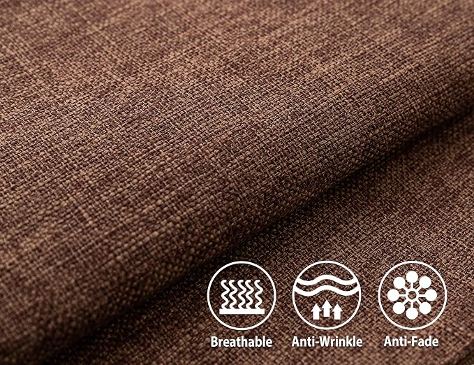 Stellhome Fall Burlap Throw Pillow Covers Solid Farmhouse Linen Pillowcase for Bed Couch Sofa Bench, Set of 2, 24 x 24 inch (60 x 60 cm), Brown