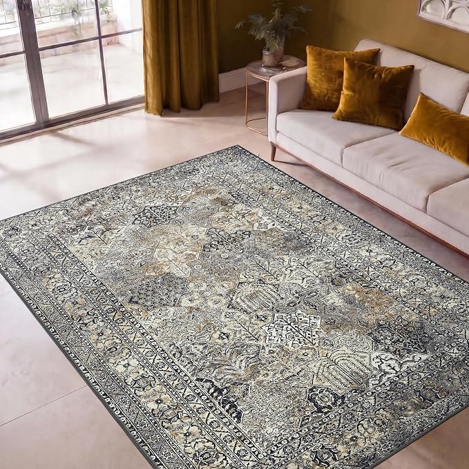Keen Home Design 3x5 Rug - Machine Washable Entry Rug with Non-Slip Backing, Ideal for Enteryway, Kitchen, Bathroom, Laundry Room - Vintage, Easy Clean, Durable, Low Pile Rug - (3' x 5')