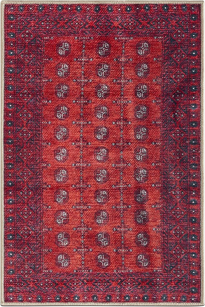 Keen Home Design 2x3 Rug - Machine Washable Entry Rug with Non-Slip Backing, Ideal for Enteryway, Kitchen, Bathroom, Laundry Room - Vintage, Easy Clean, Durable, Low Pile Rug - (2' x 3')