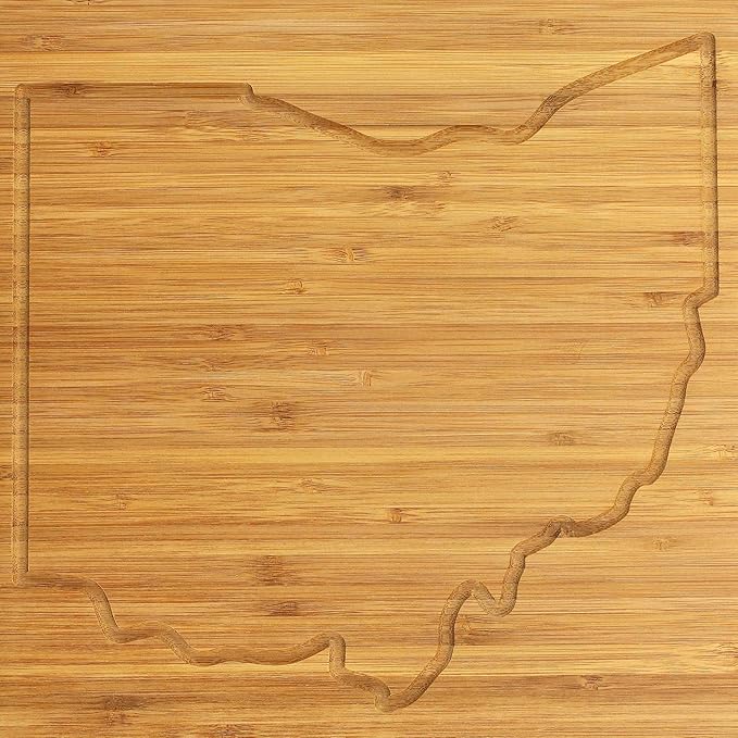 BambooMN Large Ohio Grooved Image Premium Bamboo Cutting Board - 17" x 11.5" x .75" - 1 Piece