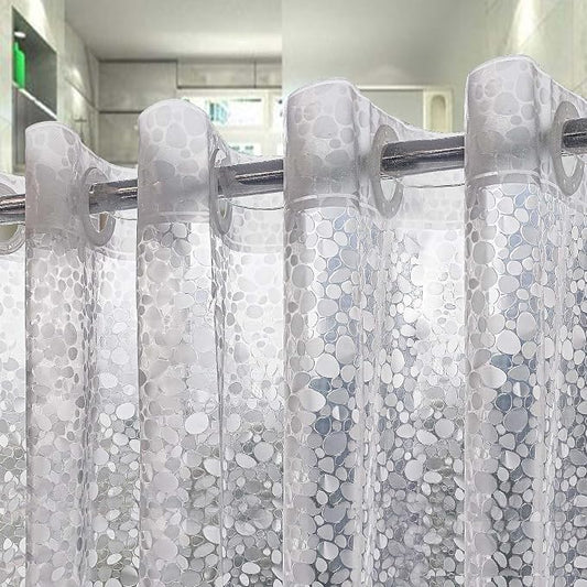 No Hooks Needed Waterproof Shower Curtain Liner PEVA 71" x 74" Hookless for Bathroom Goose Soft Stone Shower Curtains