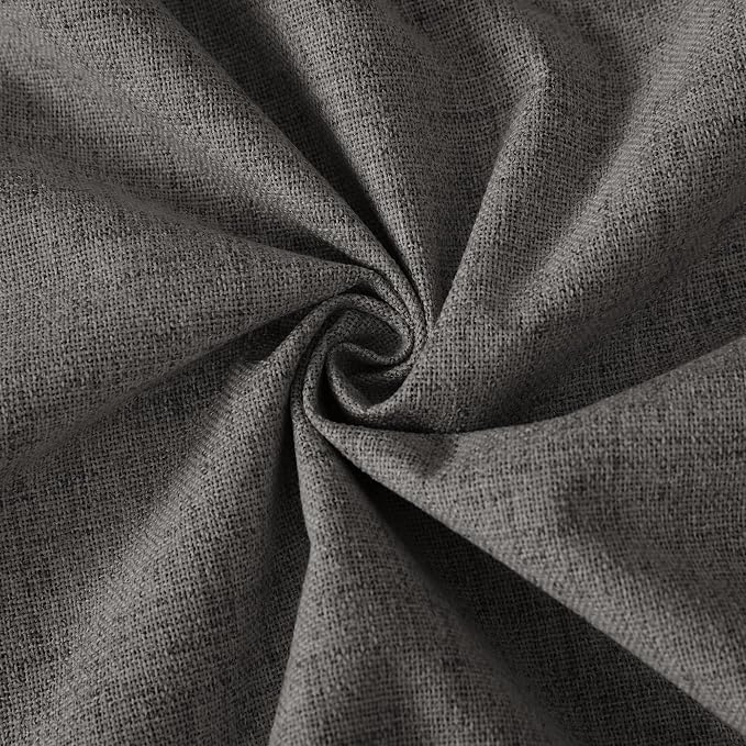 RYB HOME Pinch Pleated Back Tab Curtains Linen Textured 100% Blackout Curtains Thermal Insulated for Bedroom Living Room Bay Window Drapes, W 42 x L 96 inches, Grey, 2 Panels