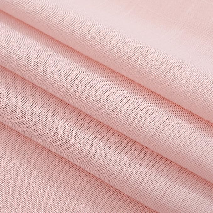 Pink Light Filtering Linen Curtains 63 Inch Length 2 Panels for Girls Bedroom Nursery Soft Drapes Semi Sheer Farmhouse Boho Texture Window Treatment Sets Drapes for Living Room