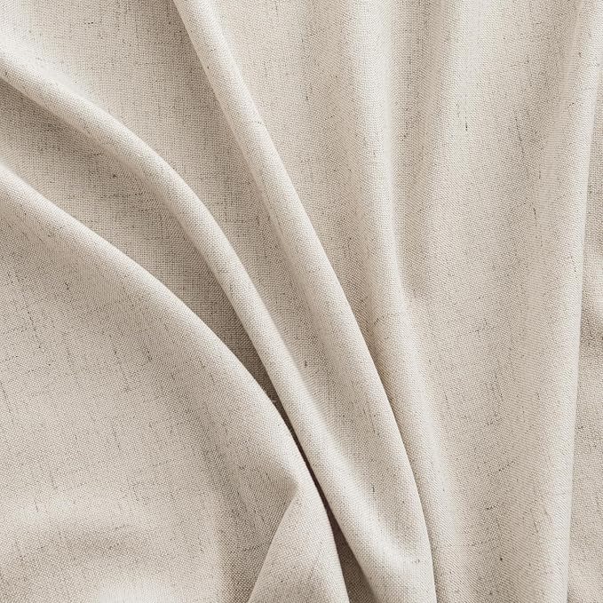 MIULEE Non-See-Through Privacy Linen Curtains 2 Panels, Light Filtering Window Curtains Farnhouse Textured Back Tab Semi Sheer Drapes for Bedroom Living Room, 52 x 63 Inches Long, Linen