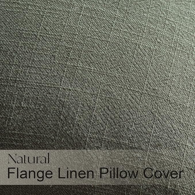 Linen Green Pillow Covers with Flange Design Pack of 4 Decorative OliveGreen Throw Pillow Covers Soft Accent Boho Couch Pillowcases Farmhouse for Living Room Bed Sofa 16x16 Inch