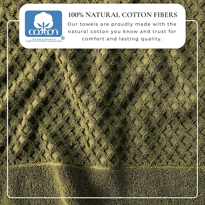 Great Bay Home Oversized Bath Sheets - 100% Cotton 2 Pack 68x35 Extra Large Towel - Absorbent, Durable, Quick-Dry Towels for Bathroom (Olive)