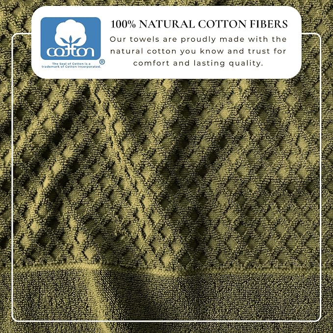 Great Bay Home Bath Towels - 100% Cotton 4 Pack 54x27 Bath Towel Set - Absorbent, Durable, Quick-Dry Towels for Bathroom (Olive)