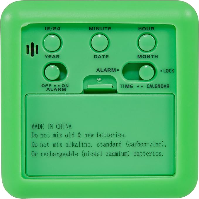 Equity 70911 Digital Green Silicone Cube Alarm Clock with On-Demand Backlight