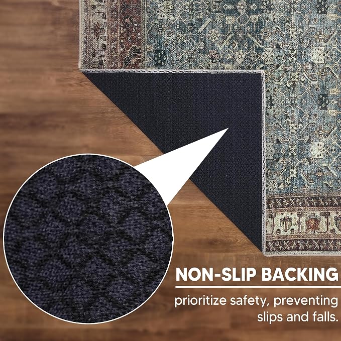 Keen Home Design 30"x144" Rug - Machine Washable Runner with Non-Slip Backing, Ideal for Hallway, Entryway, Kitchen, Laundry Room - Vintage, Easy Clean, Durable, Low Pile Rug - (2'6" x 12')