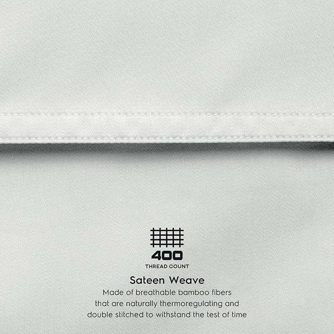 Tafts Pillow Cases Queen Size - Pure 100% Viscose Derived from Bamboo Luxuriously Soft, Silky, Cooling, Double Stitched, Envelope Closure (2 Pillowcases, Light Grey)