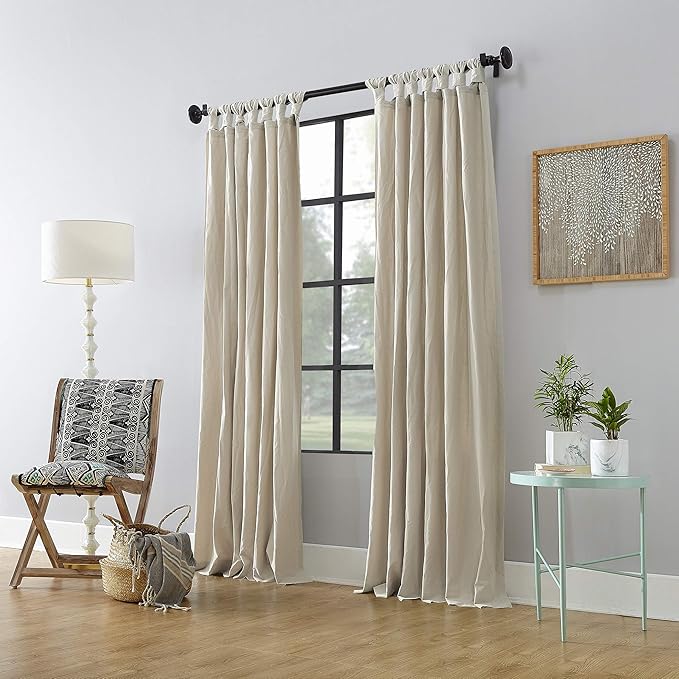 Archaeo Washed Cotton Twist Tab Curtain, 52" x 63", Oatmeal