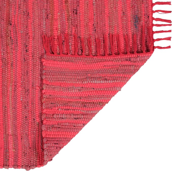 Cotton Rag Rug 24x36'' | 2x3' Multicolor Area Rug - Hand Woven, Washable & Reversible with Tassels - Perfect for Living Room, Kitchen, Entryway, or Bedroom (Burgundy Multi)