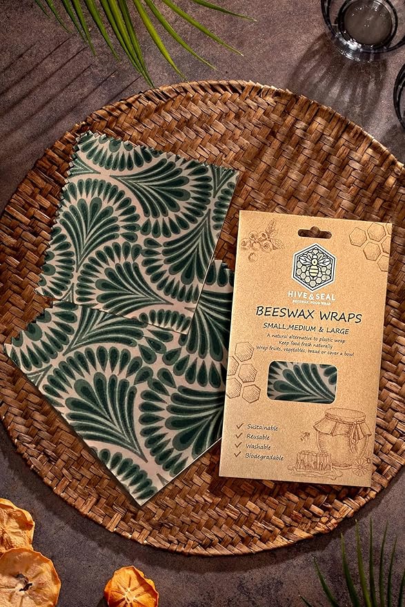 Hive & Seal Beeswax Wraps, Small Medium Large Sizes, Sustainable Reusable Food Storage, Washable