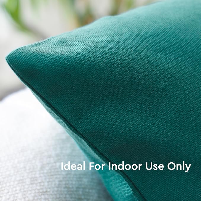 Encasa XO Throw Pillow Covers 18x18 in Set of 4 Emerald | No Inserts | Cotton Pillow Covers for Living Room, Bed, Sofa, Couch | Decorative Cushion Covers with Improved Zipper