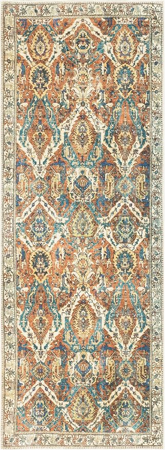 Keen Home Design 30"x120" Rug - Machine Washable Runner with Non-Slip Backing, Ideal for Hallway, Entryway, Kitchen, Laundry Room - Vintage, Easy Clean, Durable, Low Pile Rug - (2'6" x 10')