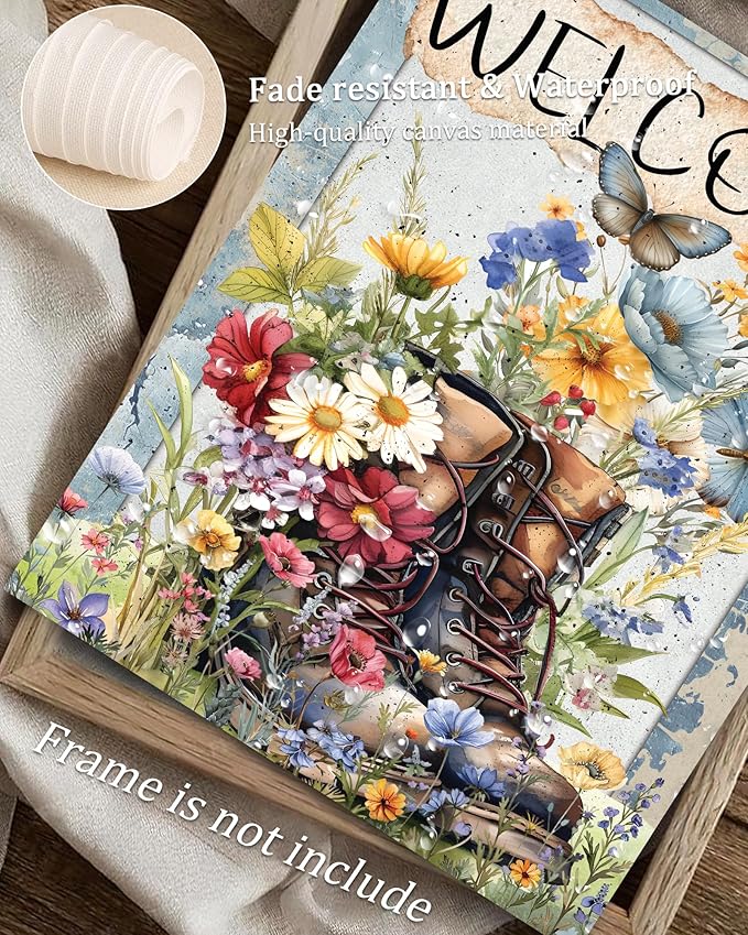 Vodefoad Vintage Garden decoration Wall Art Retro garden Wall Canvas Prints Welcome Garden Decor Canvas Sign Art Poster for Home Gallery Bedroom-8x10 Inch Unframe