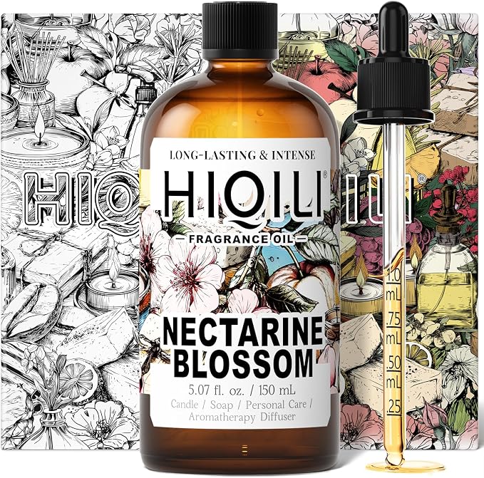 HIQILI Nectarine Blossom Fragrance Oil for Perfume, Candle & Soap Making | Perfect for Diffuser Home, Car, Yoga & SPA, Add to Body Lotion, Dryer Balls - 5.07 Fl Oz / 150 ML