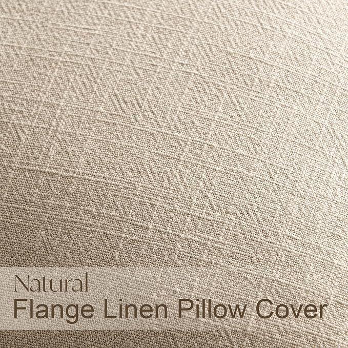 Linen and Cotton Decorative Pack of 4 Throw Pillow Covers Soft Accent Farmhouse Neutral Cushion Case 20 x 20 Inch Pillowcase with Flange for Chair Couch Sofa Bedroom Living Room Home Decor