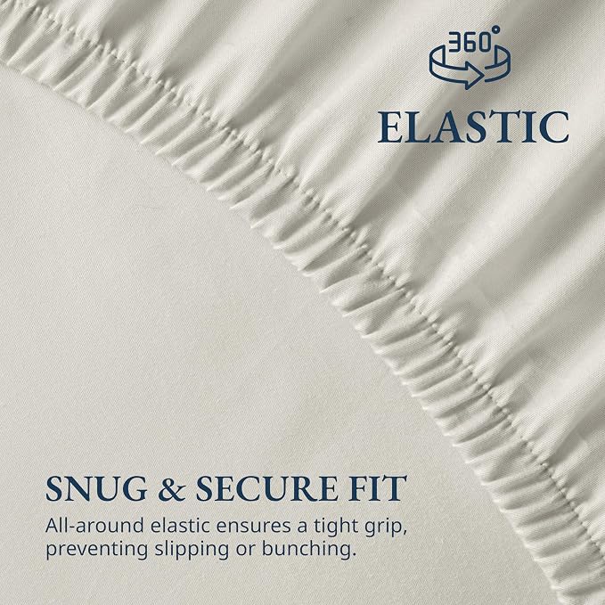 LANE LINEN Full Size Fitted Sheet & Pillowcases (No Flat Sheet) - 100% Organic Cotton Soft & Breathable Percale Weave Sheets - 15'' Deep Pocket for Snug Fit - GOTS Certified - Glacier Grey
