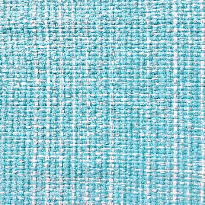 Chardin home Cotton Washable Rug Turquoise and White | 21x34 Bathroom Kitchen entryway | Reversible Handwoven Rug Machine Washable.