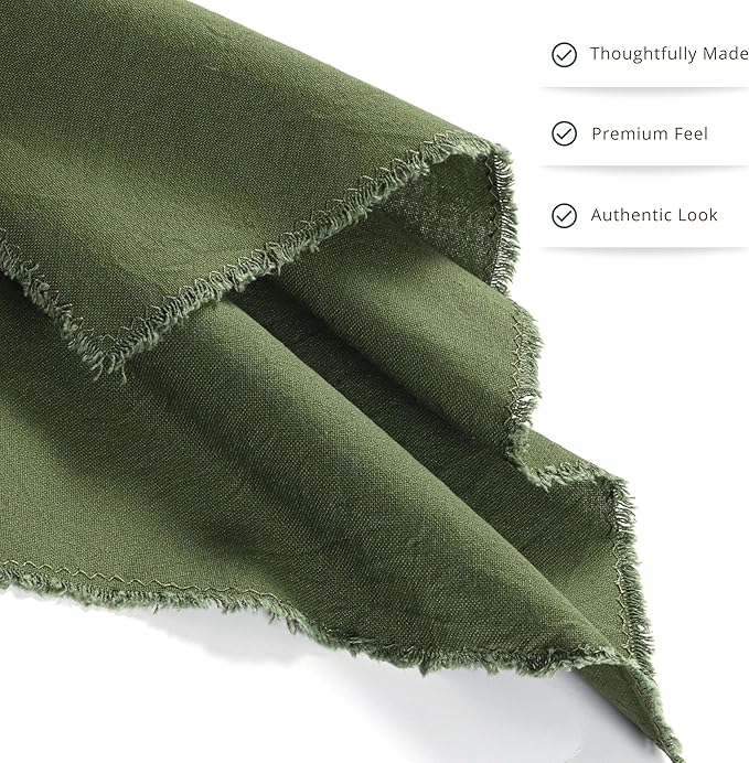 Ramanta Home Cloth Napkins Set of 4 Olive Green 18x18 Inch - Spring Soft & Durable Frayed Dinner Napkin for Easter Wedding, Birthday | Heavy Weight Fabric Table Linen for Everyday Use Family Dinners
