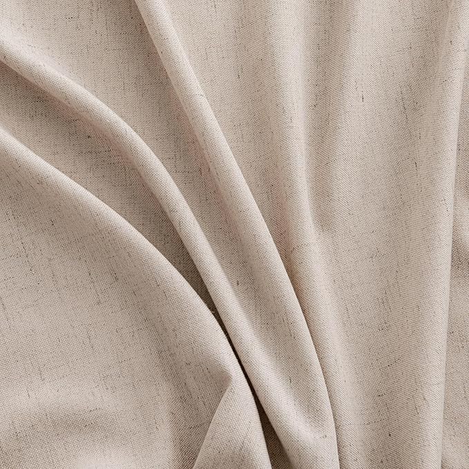 MIULEE Non-See-Through Privacy Linen Curtains 2 Panels, Light Filtering Window Curtains Farn House Textured Back Tab Semi Sheer Drapes for Bedroom Living Room, 52 x 84 Inches Long, Burlywood
