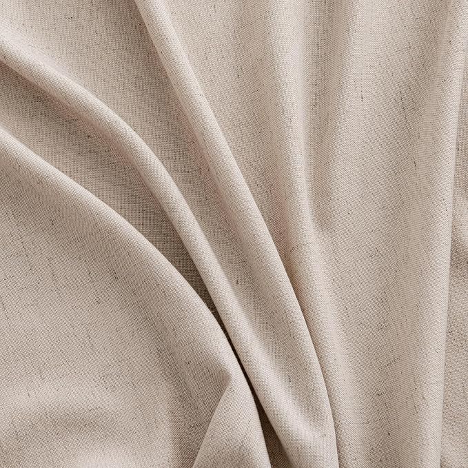 MIULEE Non-See-Through Privacy Linen Curtains 2 Panels, Light Filtering Window Curtains Farn House Textured Back Tab Semi Sheer Drapes for Bedroom Living Room, 52 x 72 Inches Long, Burlywood
