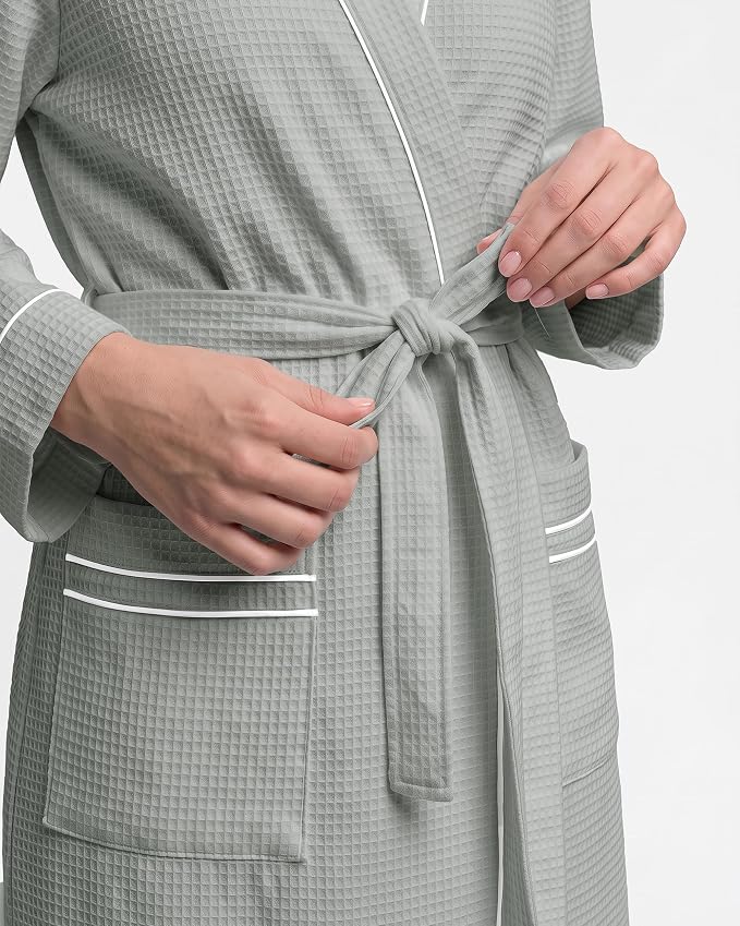 NY Threads Cotton Blend Waffle Robes for Women Full-Length Bathrobe
