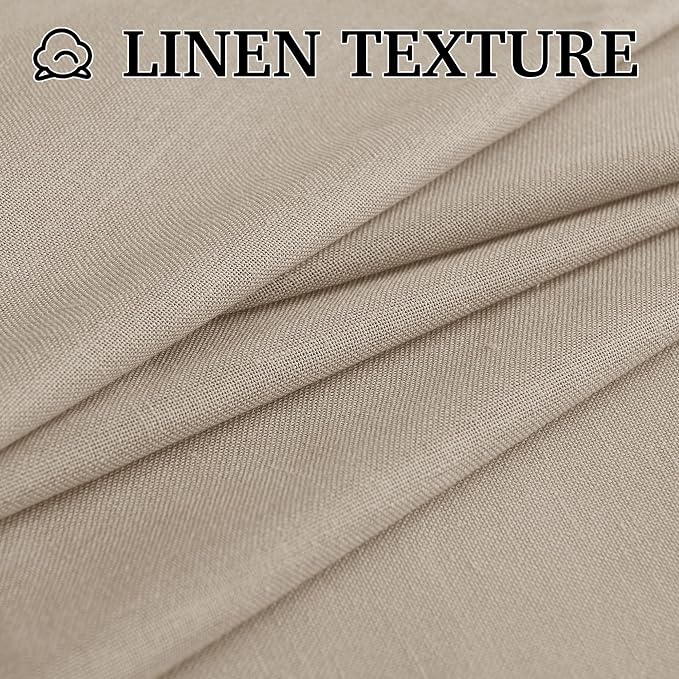 RYB HOME Linen Sheer Curtains 90 inches Long 2 Panels Set,Natural Lightweight Light Filtering Half Privacy Gauze Curtains Cortina for Living Room Bedroom, W 52 x L 90, Taupe