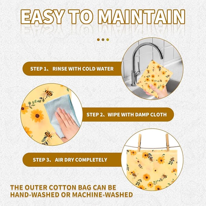 1 Pack Beeswax Bread Bags & Canvas Bags for Storage for Sourdough, Bees Wax Homemade Bread, Removable Patterned, Easy to Clean (16.7x12.8 In), Organic Cotton, Double Freshness Zipper & Velcro