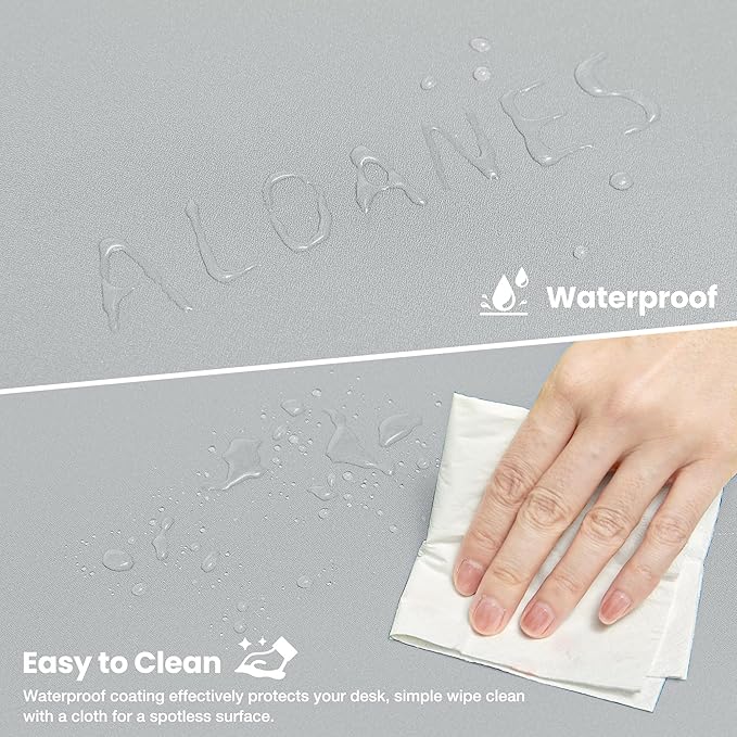 ALOANES Waterproof Mouse Pad with Durable Stitched Edge, XL Gaming Keyboard Pad, Non-Slip Rubber Base Mouse Mat, Extended Desk pad for Gamer, Office & Home, Gray Mousepad 31.5"x 11.8"x 0.12"