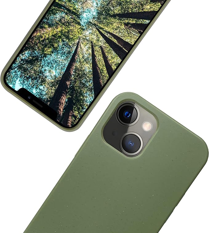 eplanita Eco Mobile Phone Case Compatible for iPhone 15, Plant Fiber, Drop Protection Cover, Durable and Sustainable (for iPhone 15, Khaki)