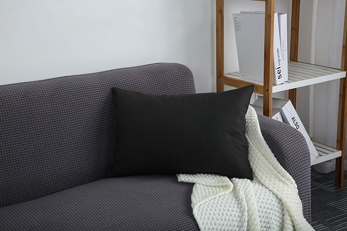 TangDepot 100% Cotton Solid Throw Pillow Cover 12x18 Charcoal Gray | 100% cotton, same-color zip, machine wash & air dry. For living room, bedroom, office, car. 42 colors, 59 sizes. Cover only.