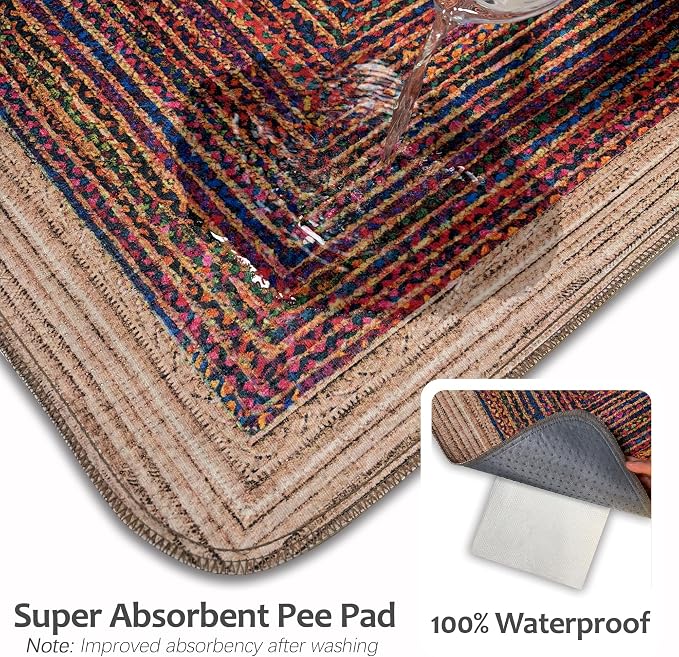 Cat Litter Mat 2 Pack, 24"x36" Litter Trapping Mats for Litter Box, Non-Slip, Super Absorbent & Urine Proof, Machine Washable, Reusable Pee Pads for Cats, Dogs, Rabbits and Guinea Pigs