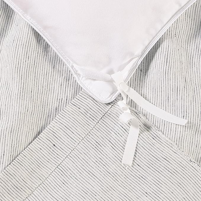 SIJO Premium Stone Washed Organic French Linen Duvet Cover, GOTS Certified Organic, Small Batch Sourced from Normandy, Best Cooling Linen Sheet Award by Sleep Foundation (Pinstripe, King/Cal King)