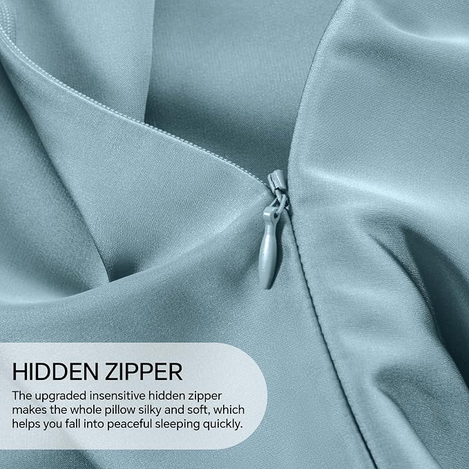 INFIIXSO Mulberry Silk Pillow Case King Size, Silk Pillowcase with Hidden Zipper 20"x36", Extraordinary Smooth and Soft Pillow Cases for Hair and Skin(Airy Blue, 1 Pack)