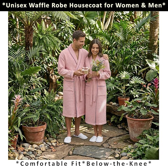 PÜSKÜL Luxury Waffle Robe for Women & Men - Natural 100% Turkish Cotton Bathrobe - Housecoat Womens & Housecoat Mens