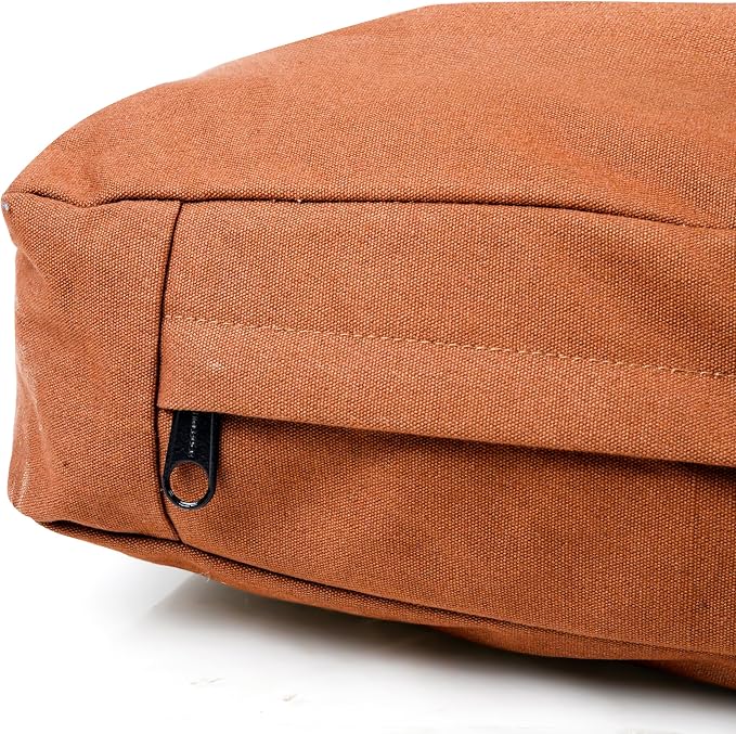 WHITEDUCK Outdoor Dog Bed Heavy-Duty 12oz Canvas, Water-Repellent Cotton, Machine Washable Removable Cover with Full-Length Zipper, Dog Bed for Large Dogs & Crate, (Brown) 36" Lx27 Wx4.3 th (L)