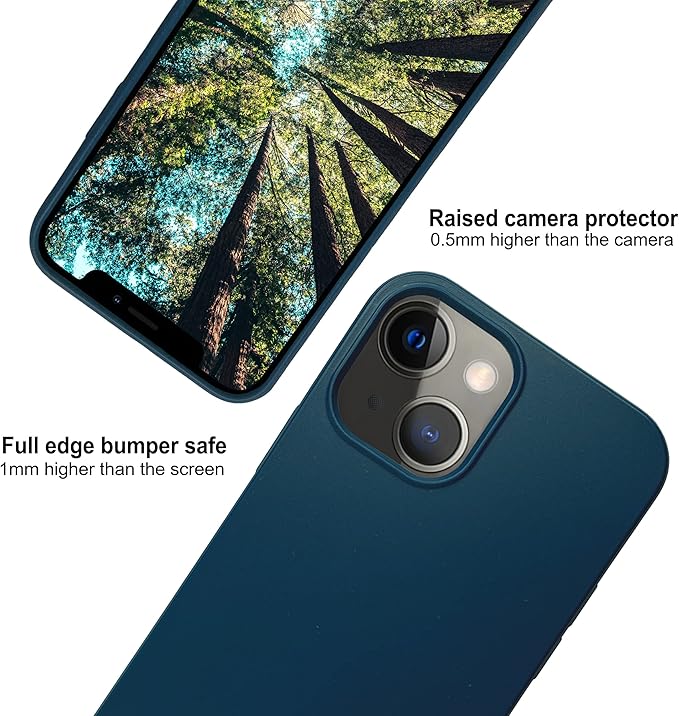 eplanita Eco Mobile Phone Case Compatible with iPhone 13, Plant Fiber, Drop Protection Cover, Durable and Sustainable (for iPhone 13, Dark Blue)