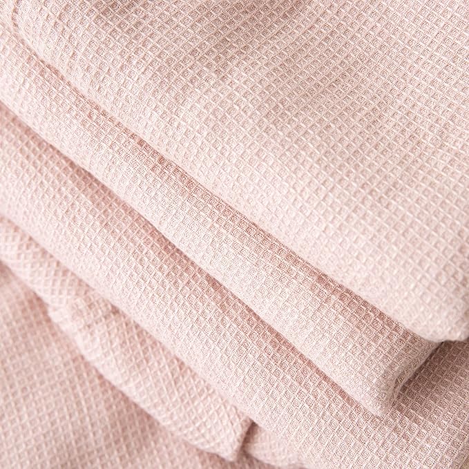 LinenMe Washed Waffle Bath Towel, 39 x 63, Rosa