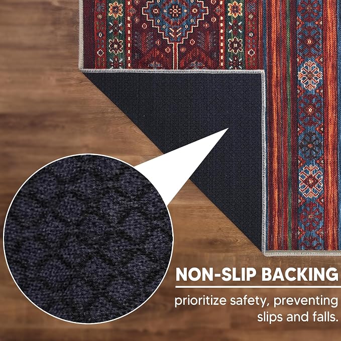 Keen Home Design 30"x120" Rug - Machine Washable Runner with Non-Slip Backing, Ideal for Hallway, Entryway, Kitchen, Laundry Room - Vintage, Easy Clean, Durable, Low Pile Rug - (2'6" x 10')