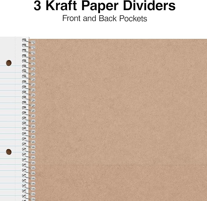 Staples Premium 3-Subject Notebook, 8.5" x 11", College Ruled, 150 Sheets, Brown