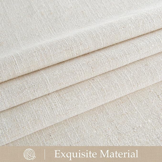 NICETOWN Linen Curtains 60 Inch Long 2 Panels Set for Farmhouse, 37" Wide Thick Flax Linen Blend Privacy Window Drapes Rod Pocket & Back Tab with Light Filtering for Bedroom/Kitchen