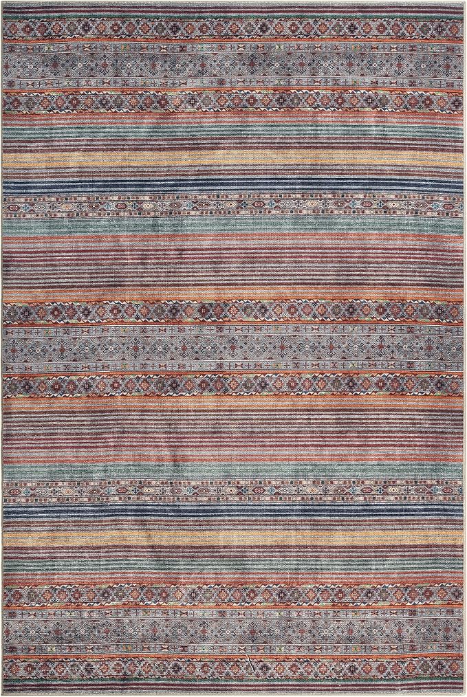 Keen Home Design 6x9 Rug - Machine Washable Area Rug with Non-Slip Backing, Ideal for Living Room, Dining Room, Bedroom - Vintage, Easy Clean, Durable, Low Pile Rug - (6' x 9')
