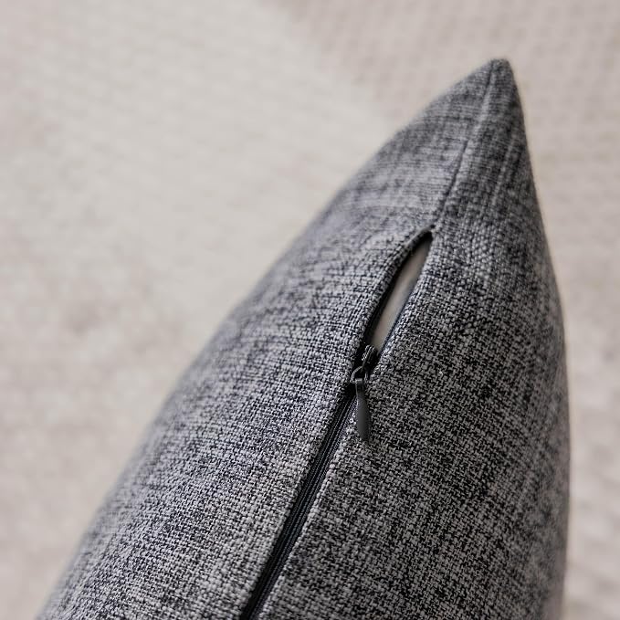 Home Brilliant Grey Pillow Covers 12x20 Rectangle Throw Pillow Covers Lined Linen Decorative Lumbar Pillow Covers 12 x 20 inch, Ash Grey