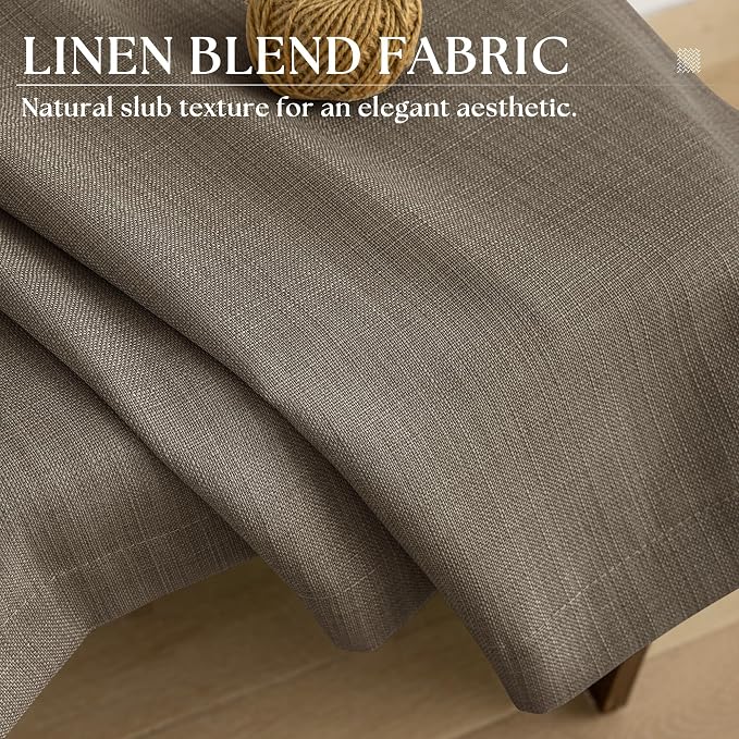 Chocolate Brown Linen Curtains 86 Inches Long 2 Panels Set Faux Burlap Semi Sheer Non See Through Privacy Bronze Grommet Drapes Farmhouse Rustic Window Curtains Dark Brown for Living Room 52x86