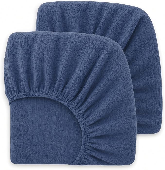 Newton Baby Deluxe Crib Sheet – Ultra-Soft Breathable Organic Cotton Fitted Crib Sheet | Thicker & Softer Design | Machine Washable Baby Bedding | Evening Blue