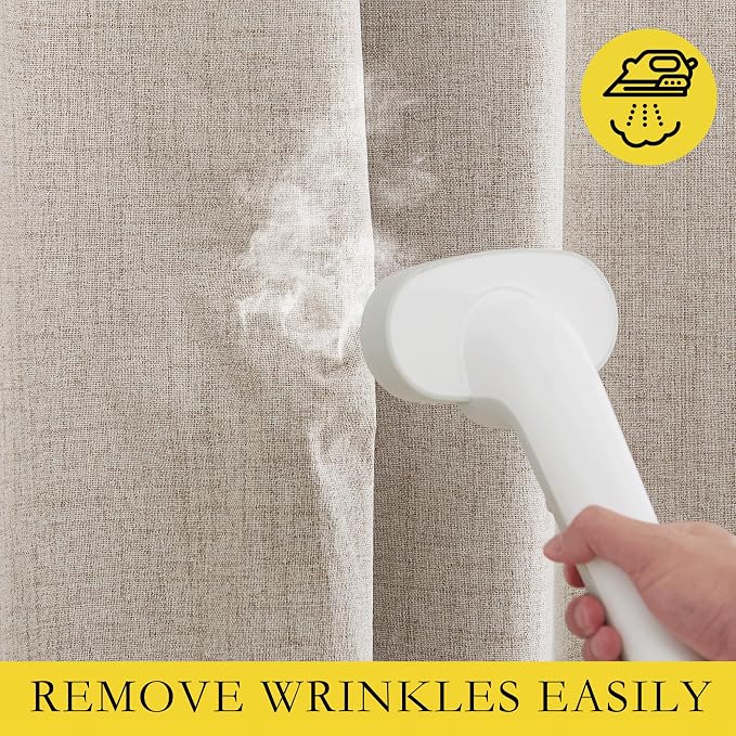 NICETOWN Natural Linen Blackout Curtains for Farmhouse, W52 x L78 Inch, Set of 2, Thick Linen Blend Insulated Rod Pocket Back Tab Draperies with Gray Liner, Drapes for Bedroom, Living Room, and More